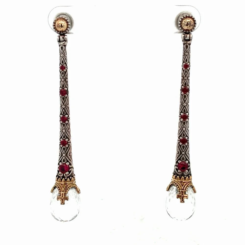 Konstantino 925 Sterling Silver 18K Yellow Gold Gemstone Drop Earrings